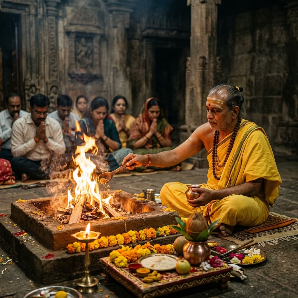 Maa Baglamukhi Hawan in Nalkheda performed by pandit with havan kund