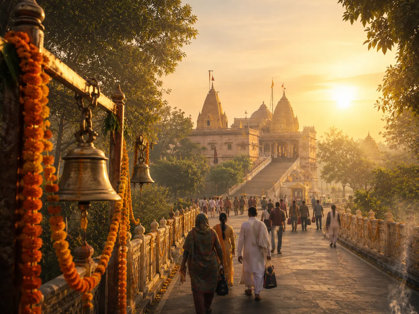 Best Time to Visit Nalkheda Maa Baglamukhi Temple Sunrise view of Nalkheda Siddha Peeth during the ideal time for temple darshan