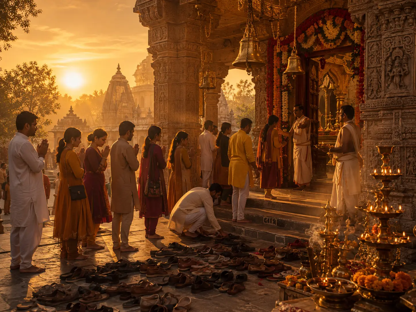 Temple Rules at Nalkheda Maa Baglamukhi Temple Devotees following temple etiquette while visiting Nalkheda Siddha Peeth Maa Baglamukhi Temple